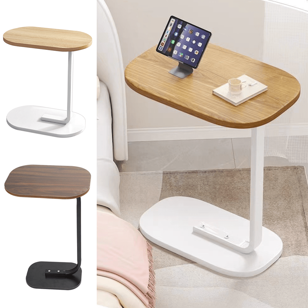 C-förmiger Sofatisch, ca. 60 cm hoch, ovales Beistelltisch, robuste Tischplatte, einfach zu montieren, leicht und praktisch, Sofatisch Kaffeetisch, kleiner Kaffeetisch für Wohnzimmer, Beistelltisch für Schlafzimmer