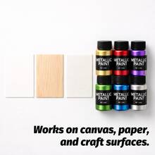 18 Colors Metallic Acrylic Paint Set, 20ml Each Bottle With 2 Brushes, Shimmer Pearl Craft Paint For Canvas, Wood, Stone, Ceramic, DIY Art Projects - Sets - View 6