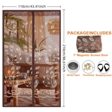 Magnetic Screen Door, Magnetic Closure Mosquito Net Door, Self-Closing Mosquito Net Curtain, Peacock Embroidered Breathable Mesh Curtain, No Drilling Installation, Durable And Easy To Maintain, With Wider Hook And Loop And Nails - Multicolor - View 13