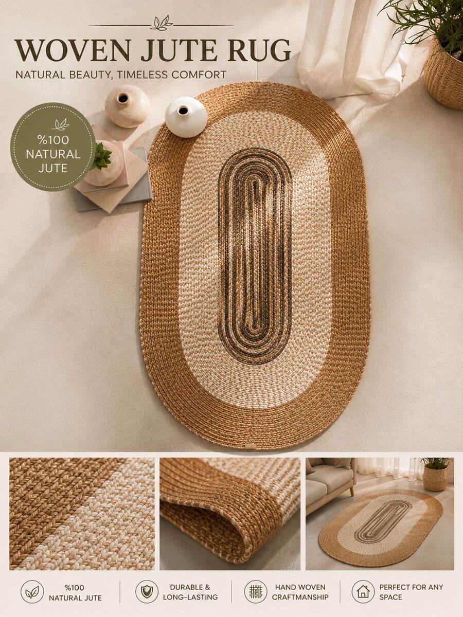 MADE IN TURKEY - Oval Rug – 90x150 Cm – Versatile & Stylish & Elegant - Beige - View 1