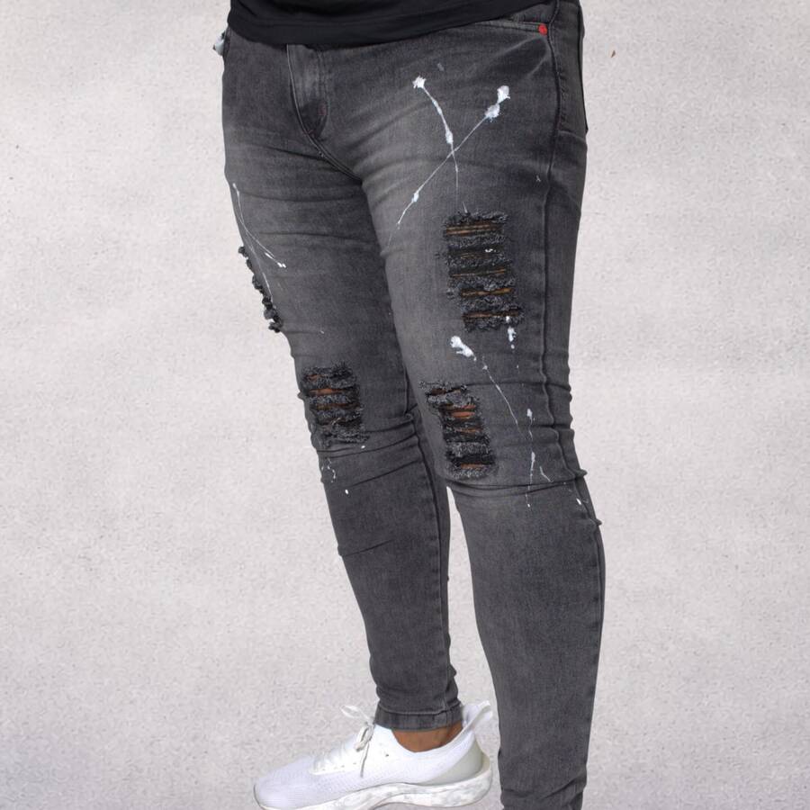 Gray Player Pants With White Ink, Perfect For Everyday Use, Premium With Elastane, Total Mobility - Sizes 36 To 48 - 1- GRAY PLAYER PANTS WHITE - View 1