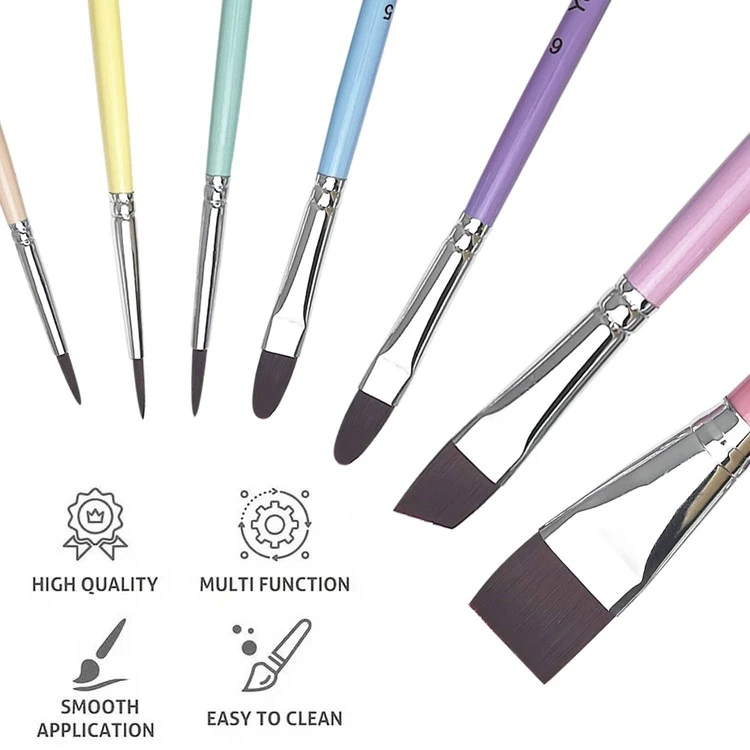 Bộ 6 cọ vẽ mặt, thích hợp cho vẽ mặt và cơ thể, có thể dùng với sơn acrylic, màu nước, sơn dầu và màu gouache. - Một cỡ - Xem 3