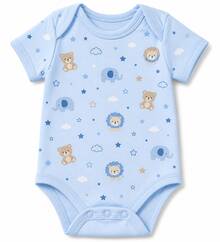 Baby Set Of 4 Short-Sleeved Bodysuits, 100% Cotton – Newborn Maternity Layette – Unisex (Boy/Girl) – Assorted Colors - 男生 - 查看 3