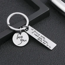 Mặt dây chuyền khắc chữ "I Love You" mới, quà tặng sinh nhật, kỷ niệm, Giáng sinh, Lễ Tạ ơn cho người yêu, gia đình, bạn bè, bạn học, móc khóa khắc chữ bằng thép không gỉ. - Đơn giản - Xem 2