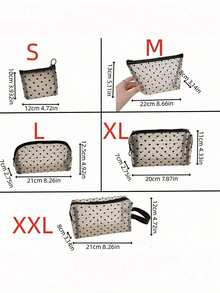 Heart Print Mesh Cosmetic Bag Set, Mesh Makeup Bag With Full Heart Pattern, Zipper Pouch/Toiletry Bag, Portable Mesh Organizer Bag, Suitable For Home, Office, Travel (Black), Great Christmas Gift, Bohemian Style - Multicolor - View 7