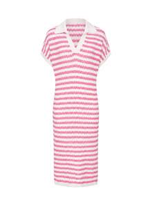 Joy Knit 秋冬時尚新款－秋季服飾－返校季－優雅簡約－黑白條紋拼接度假風 - 粉色 - 查看 4