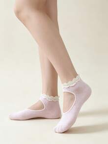 1/5 Đôi tất cổ ngắn kiểu ballet dễ thương, viền ren, nhẹ, thích hợp cho mùa xuân/hè (Chỉ có tất, không có lót tất) - Nhiều màu - Xem 13
