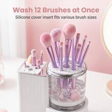 3-In-1 Electric Makeup Brush Cleaner, Automatic Makeup Brush Cleaning Machine With Brush Dryer, Portable USB Deep Cleaning Set For Various Size Makeup Brushes, Mother's Day & Girlfriend Gift - White - View 7