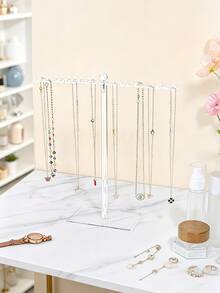 1 hộp trưng bày dây chuyền acrylic, giá đỡ dây chuyền trong suốt, hộp đựng trang sức và vòng tay, giá trưng bày có móc hai mặt, hộp đựng dây buộc tóc. - Nhiều màu - Xem 5