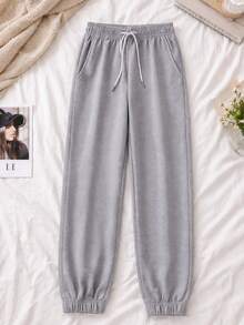 Women Jogger Pants Pantalones Mujer Relax Fit Elastic Cuff Streetwear Trousers - Gris - Ver 2