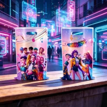 10 túi quà tặng dùng một lần chủ đề K-Pop, túi đựng kẹo bằng nhựa, túi đựng đồ ăn nhẹ hình nhân vật hoạt hình, thích hợp cho tiệc sinh nhật trẻ em và thanh thiếu niên (Mẫu ngẫu nhiên) - Nhiều màu - Xem 5