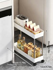 2/3/4層可攜式收納推車，適合狹窄空間，寬13cm，鏤空排水設計，附可移動腳輪與排水網，金屬管移動式廚房收納架，房間裝飾收納置物架，廚房必備 - 彩色 - 查看 6