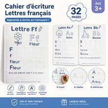 Lachilly 32 Pages French Alphabet Handwriting Practice Workbook For Kids, Learn To Write Letters, Tracing & Writing Activity Book For Preschool Toddlers, Montessori Educational Workbook Age 3+ - Multicolor - View 3