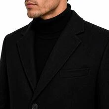 Elegant Long Men's Overcoat With Button Details, In A Composite Fabric, Ideal For A Sophisticated Winter Look. - màu đen - Xem 5