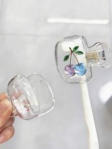 Portable Toothbrush Head Cover, Storage Box And Toothbrush Holder With Cute Smiling Cow Pattern, Heart And Toothbrush Cup. Essential Bathroom Accessory For Home, Business Travel, Daily Use And Outdoor Adventures. Portable Toothbrush Storage Box, Perfect For Daily Toothbrush Care, Cute Pet-Themed Storage Box, Decorative Toothbrush Cover And Compact Storage Solution. - Multicolor - View 2
