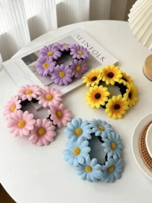 1/4 Peças Scrunchies de Cabelo Girassol, Estilo Havaiano, Acessórios de Cabelo para Praia, Decoração de Festa de Casamento, Boêmio, Adequado para Uso Diário, Fofo e Elegante, Festival, Aniversário - Multicolorido - Visão 8