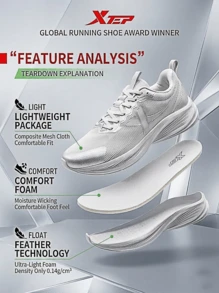 XTEP ET 5-Minute Running Shoes For Men, New Arrival, Shock Absorption & Rebound, Moonstone Gray/Silver - Moon Lime/Silver - View 2