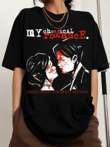 THREE CHEERS FOR SWEET REVENGE MCR T-SHIRT Printed Men's Sports T-Shirt With Crew Neck And Short Sleeves - Black - View 6
