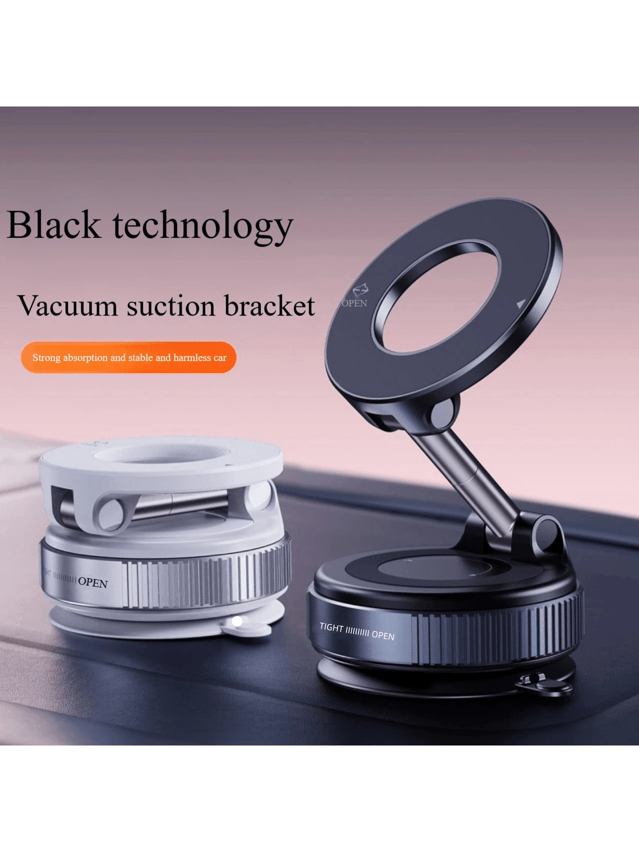 Soporte de teléfono para coche de material ABS con ventosa de succión mejorada, rotación de 360°, soporte magnético de adsorción fuerte, soporte universal - incluye placa magnética x1 y manual de instrucciones x1