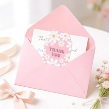 3.3" X 2.1" Daisy Thank You Tags With Strings, Gift Tags For Teacher's Day, Baby Shower, Wedding, Birthday, Pink Paper Tags - View 7