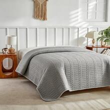 1pc Oversized Lightweight Soft Quilted Bed Cover, Gray Color, Thin Bedspread For All Seasons, Spring & Summer - Light Grey - View 16