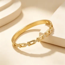 1 pieza Brazalete de cadena de herradura con cristales pavé chapado en oro, elegante y delicado, adecuado como regalo para mujeres, accesorio de lujo - Pulsera de diamantes con cadena en forma de herradura - Ver 6