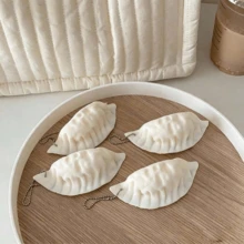 New Dumpling Squishy Toy, Realistic Folded Texture Design, Slow Rebound Soft Touch, Stress Relief, With Small Hanging Chain For Portable Decor, Desk Ornament, Silicone, Random Color Pendant, Birthday Gift, Ideal Gift, Surprise Gift, Holiday Gift, Couple Gift, Christmas Gift - Multicolor - View 6