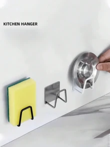 1/2/4/8Pcs Stainless Steel Kitchen Storage Hooks, Multi-Functional Self-Adhesive Storage Hook For Kitchen, Entryway, Living Room, Bathroom, Room, Home Essentials (Double-Sided Tape Not Include Stand) - View 5