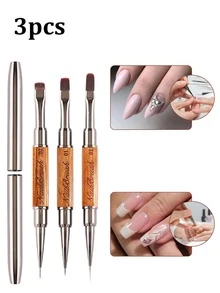 Bộ 3 cọ vẽ móng hai đầu, cọ kẻ viền móng kiểu Pháp, thích hợp cho việc tạo móng gel, gel UV, móng acrylic, chăm sóc móng và vẽ chi tiết. - Nhiều màu - Xem 9