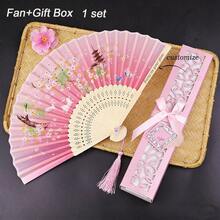 20/40把個性化雕花白色摺疊優雅布扇，派對與婚禮用品，10/20/40把客製化復古雕花摺疊優雅布扇 + 禮盒組，絲綢與竹製手扇，適用於派對、婚禮、海灘婚禮伴手禮、紀念禮物 - 中國風禮盒扇 - 查看 28