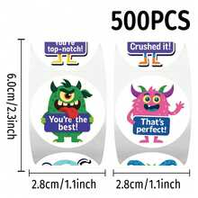 500 miếng/cuộn hình dán hoạt hình quái vật dễ thương, hình dán graffiti, decal trang trí DIY, dán lên ván trượt, ốp điện thoại, laptop, tủ lạnh, chống thấm nước. - Nhiều màu - Xem 2