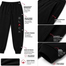 Conjunto Black Masculino Estiloso Estampado Luxo Premium  Bolso    Solto    Inverno - Preto - Visão 6