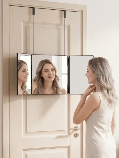 Espelho de cabelo ajustável 360° para cuidados pessoais - Vidro de alta definição antiembaçante, design dobrável e portátil, ideal para casa, viagens, academia e salão de beleza - Perfeito para barbear masculino, penteados femininos, maquiagem, estudantes e profissionais - Decoração de banheiro que economiza espaço e auxiliar no armazenamento de cuidados pessoais, preço acessível, presente de Natal, cosméticos, ferramentas de maquiagem, produtos econômicos, presentes, presentes para mulheres, presente de Natal