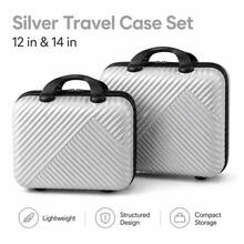 12"/14" Bagage à main ultra-léger, sac cosmétique léger de 0,6 kg, coque rigide de 4 couleurs, boîte de rangement pour maquillage pour les courts voyages d'affaires - Argent - Voir 2