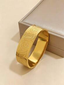 1 đôi bông tai bằng thép không gỉ mạ vàng 18K, thiết kế chạm khắc/rỗng, bền chắc, thích hợp đeo hàng ngày, dự tiệc hoặc đi nghỉ mát. - vàng 5 - Xem 3