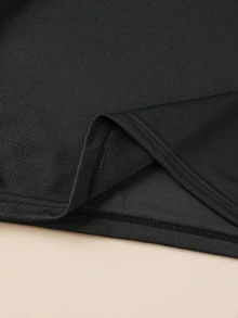 Camiseta casual de cuello redondo con estampa gráfica, para mayores, ideal para la escuela, compras, estilo callejero y uso vacacional, combina con ropa familiar - Negro - Ver 4