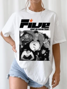 Five Keep On Movin Tour 2026 T-Shirt, Pop Music Fan Tee, E24-1 - White - View 1
