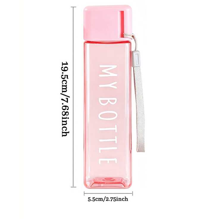 Bình nước trong suốt 500ml, cốc nước thể thao ngoài trời unisex, cốc nhựa in hoa và chữ sáng tạo, bình nước du lịch ngoài trời di động, bình trà và đồ uống in hoa, quà tặng. - Hồng - Xem 2