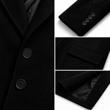 Elegant Long Men's Overcoat With Button Details, In A Composite Fabric, Ideal For A Sophisticated Winter Look. - màu đen - Xem 7