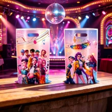 10个装 K-Pop 派对一次性礼品袋，塑料糖果袋，可爱卡通印花小礼品袋，适合 K-Pop 粉丝和儿童生日派对（款式随机） - 彩色 - 查看 9