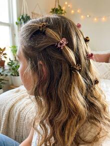 20pcs Brown Mini Hair Clips, Suitable For Women's Hairstyle Design, Can Be Used To Decorate Braids And Fluffy Bangs - Multicolor - View 2