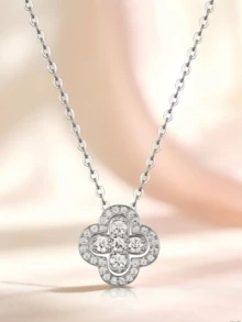 1 chiếc dây chuyền bạc S925 đính đá Moissanite 0.6CT hình hoa bốn cánh, thích hợp làm quà tặng cho nữ nhân dịp đính hôn, cưới, dự tiệc, du lịch. - Nhiều màu - Xem 2