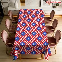 1/2pcs Independence Day Tablecloth, American Flag Style Woven Pattern Tablecloth, Polyester Material, Suitable For Kitchen, Dining Room, Coffee Table, Picnic, Camping, Countryside Decor, Table Protection, Independence Day Decoration, Red White Blue Classic Color, Star Stripe Element Design, Multi-Scene Applicable, Essential Home Decor - Multicolor - View 1