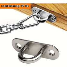 1Set/2/3/4/5/6Sets Thickened Stainless Steel Hanging Rings, Outdoor Awning Swing Fixing Hooks, Industrial Grade Load-Bearing 90 Lbs Hanging Rings, Home Hardware Hanging Ring Accessories - Silver - View 5