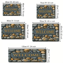 1/2pcs Stone Pattern Welcome Mat, Modern Soft Flannel Floor Rug Carpet For Kitchen, Bathroom, Bedroom, Stairway Entrance Area, Home Decor, Anti-Slip Low Pile, Home Accessory - Multicolor - View 3