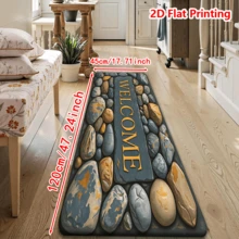 1/2pcs Stone Pattern Welcome Mat, Modern Soft Flannel Floor Rug Carpet For Kitchen, Bathroom, Bedroom, Stairway Entrance Area, Home Decor, Anti-Slip Low Pile, Home Accessory - Multicolor - View 14