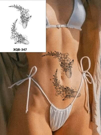 1pc Sexy & Creative Whale Tattoo Sticker, Allow You To Express Your Personalized Freely. Not Only Can It Cover Scars And Wounds, But Also Add A Unique Aura To Your Skin. Suitable For Waist, Arm Personalized Whale Tattoo Sticker, Crafted With Care, Unisex, Easy To Apply And Remove.