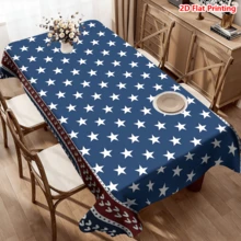 1/2pcs Independence Day Tablecloth, American Flag Style Tablecloth, Made Of Polyester Fiber, Suitable For Kitchen, Dining Room, Coffee Table, Picnic, Camping, Countryside, Decorative, Independence Day Theme Pattern, Classic Starry Stripes Design, Multi-Scene Applicable, Essential For Home Decor - Multicolor - View 13