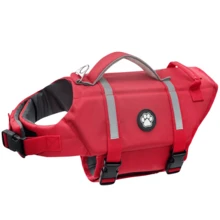 High Buoyancy Dog Life Jacket With Reflective Design, Suitable For Swimming And Boating, Adjustable In Small, Medium And Large Sizes, Lightweight Dog Life Vest With Rescue Handle, Suitable For Spring And Summer Swimming Pools - Red - View 3
