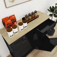 Two Drawers And Two-Compartment Tilt-Out Trash Cabinet Kitchen Trash Cabinet-Black - Black1 - View 10